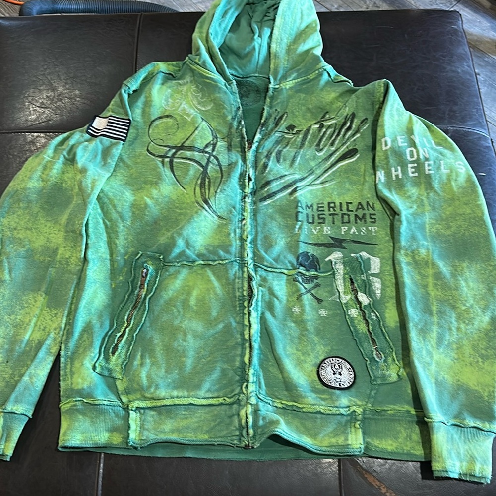 Heavy zip up affliction hoodie